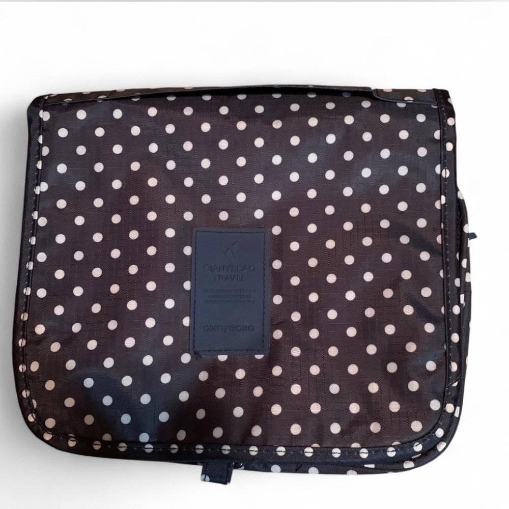 Black and White Polka Dot Toiletry Bag ideal for vacation and travel or home